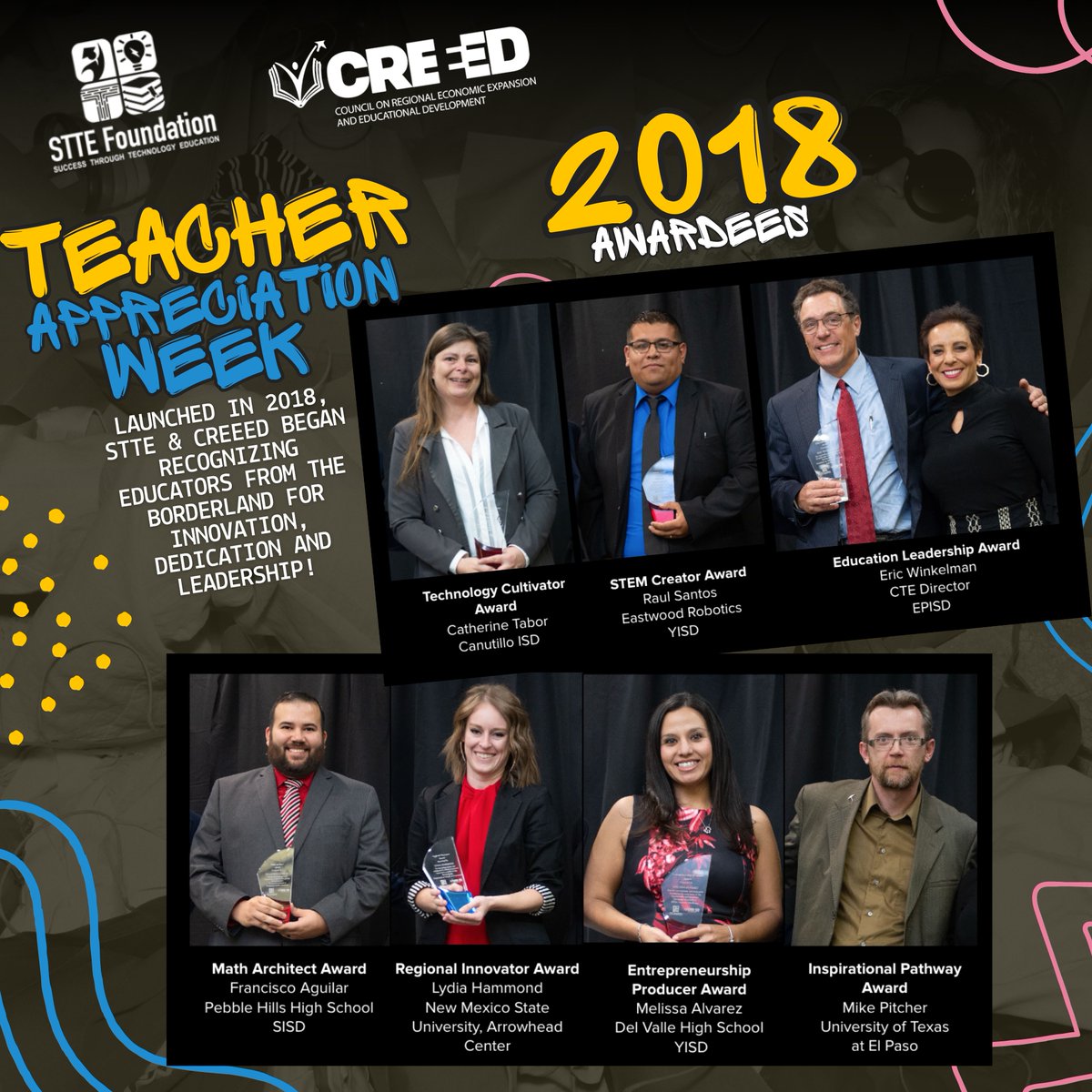 🌟 #TeacherAppreciationWeek  Flashback to when it all started in 2018! STTE & @CREEEDorg have been celebrating educators in the region. 🍎🏅
Catch a glimpse of past award winners and make sure to subscribe our newsletter for some exciting news! 
👉eepurl.com/hVG-Nr