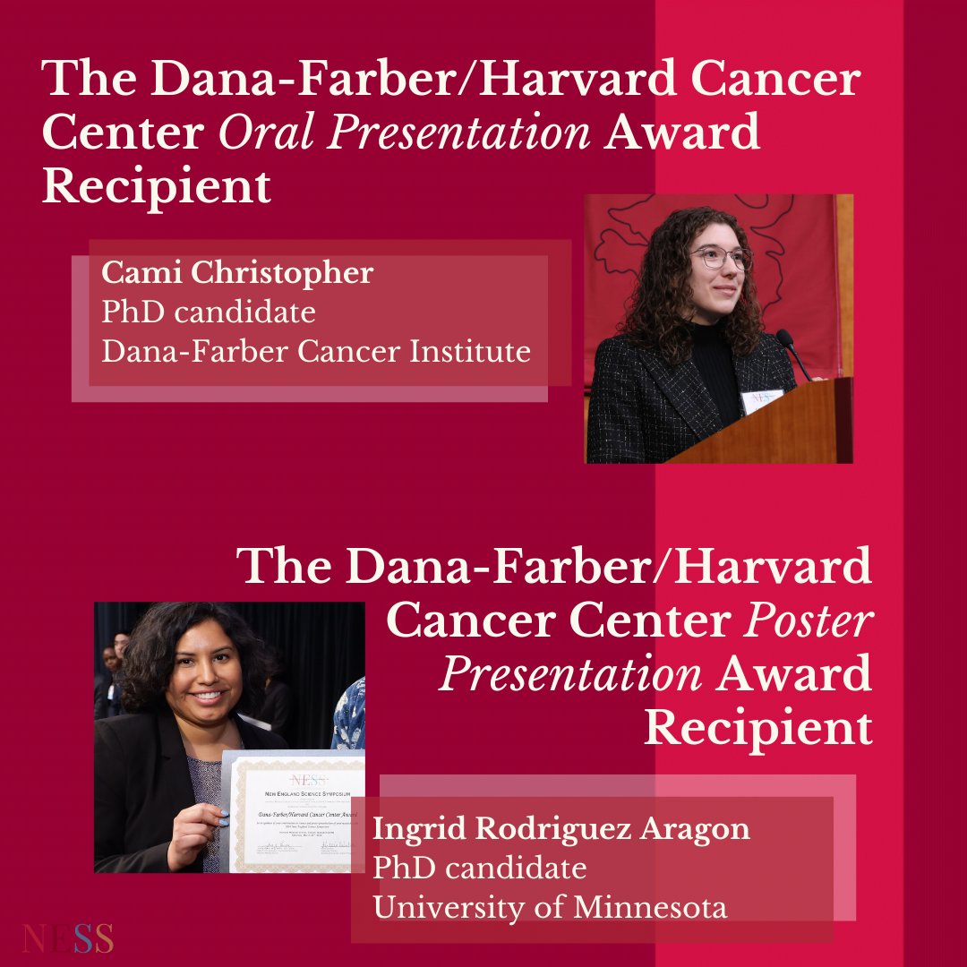 Congratulations to our recipients of the Dana Farber/Harvard Cancer Center Awards at the 23rd Annual New England Science Symposium! #NESS2024
