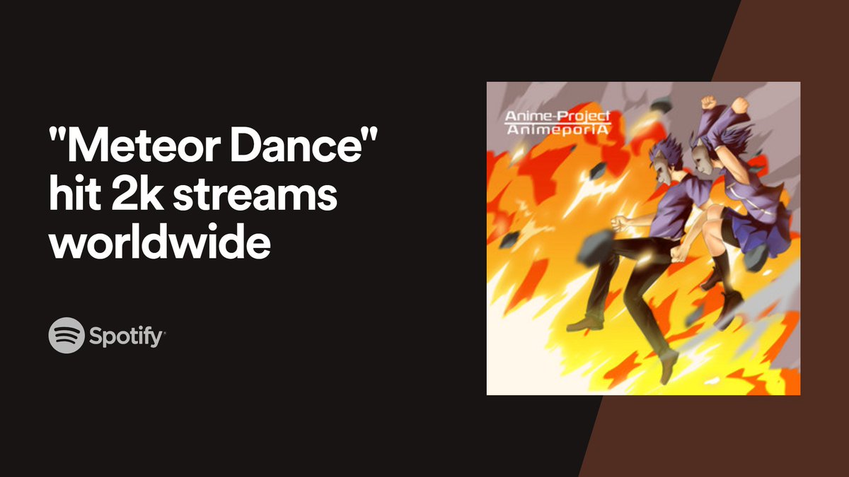 'Meteor Dance' track from AnimeporiA album has reached 2.000 streams on Spotify today. Thank you to all who have streamed my music so far ❤️ open.spotify.com/track/5yQq5glX… #spotify #handsup #dancecore #techno #edm #music