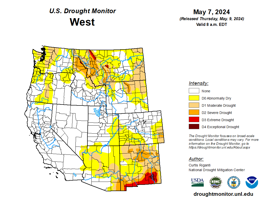 🥶 Heavy precipitation fell in parts of Montana, California, Oregon, and Washington, but dryness continued in parts of western Washington where drought expanded. Most of the West was also colder than normal this week. drought.org #DroughtMonitor