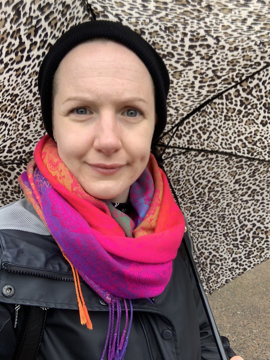 Drivers “don’t see pedestrians” because they simply don’t look. This is what I was wearing, walking on a sidewalk, waiving my umbrella, when a driver almost hit me pulling out of a parking lot. Please look for more than a break in the traffic #DartmouthNS. #Halifax