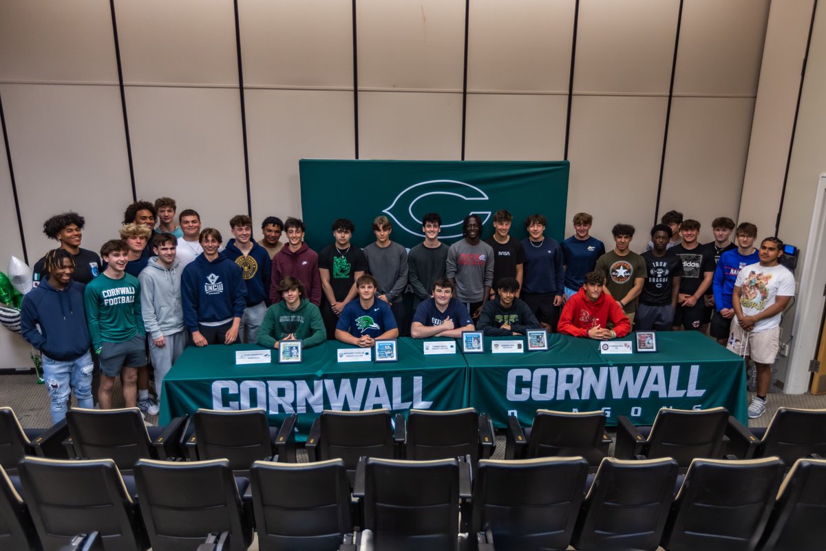 Cornwall Football (@cwallfootball) on Twitter photo Congratulations to our 5 seniors that signed their NLI today to compete at the next level! 🖊️📜
<a href="/AnthonyTucci33/">Anthony Tucci</a> ➡️ <a href="/EndicottFB/">Endicott College Football</a>
<a href="/Connorcruz__8/">Connor Cruz</a> ➡️ <a href="/RPIFootball/">𝙍𝙚𝙣𝙨𝙨𝙚𝙡𝙖𝙚𝙧 𝙁𝙤𝙤𝙩𝙗𝙖𝙡𝙡</a>
<a href="/jeremie_noa25/">jeremie noa</a> ➡️ <a href="/BPort_Football/">Brockport Football</a>
<a href="/TommyMealy2/">Tommy Mealy</a> ➡️ <a href="/EndicottFB/">Endicott College Football</a>
<a href="/Dylanver18/">Dylan versweyveld</a> ➡️ <a href="/MvilleMustangFB/">SUNY Morrisville Football</a>
🪨🔨
#TheTeam Congratulations to our 5 seniors that signed their NLI today to compete at the next level! 🖊️📜
<a href="/AnthonyTucci33/">Anthony Tucci</a> ➡️ <a href="/EndicottFB/">Endicott College Football</a>
<a href="/Connorcruz__8/">Connor Cruz</a> ➡️ <a href="/RPIFootball/">𝙍𝙚𝙣𝙨𝙨𝙚𝙡𝙖𝙚𝙧 𝙁𝙤𝙤𝙩𝙗𝙖𝙡𝙡</a>
<a href="/jeremie_noa25/">jeremie noa</a> ➡️ <a href="/BPort_Football/">Brockport Football</a>
<a href="/TommyMealy2/">Tommy Mealy</a> ➡️ <a href="/EndicottFB/">Endicott College Football</a>
<a href="/Dylanver18/">Dylan versweyveld</a> ➡️ <a href="/MvilleMustangFB/">SUNY Morrisville Football</a>
🪨🔨
#TheTeam
