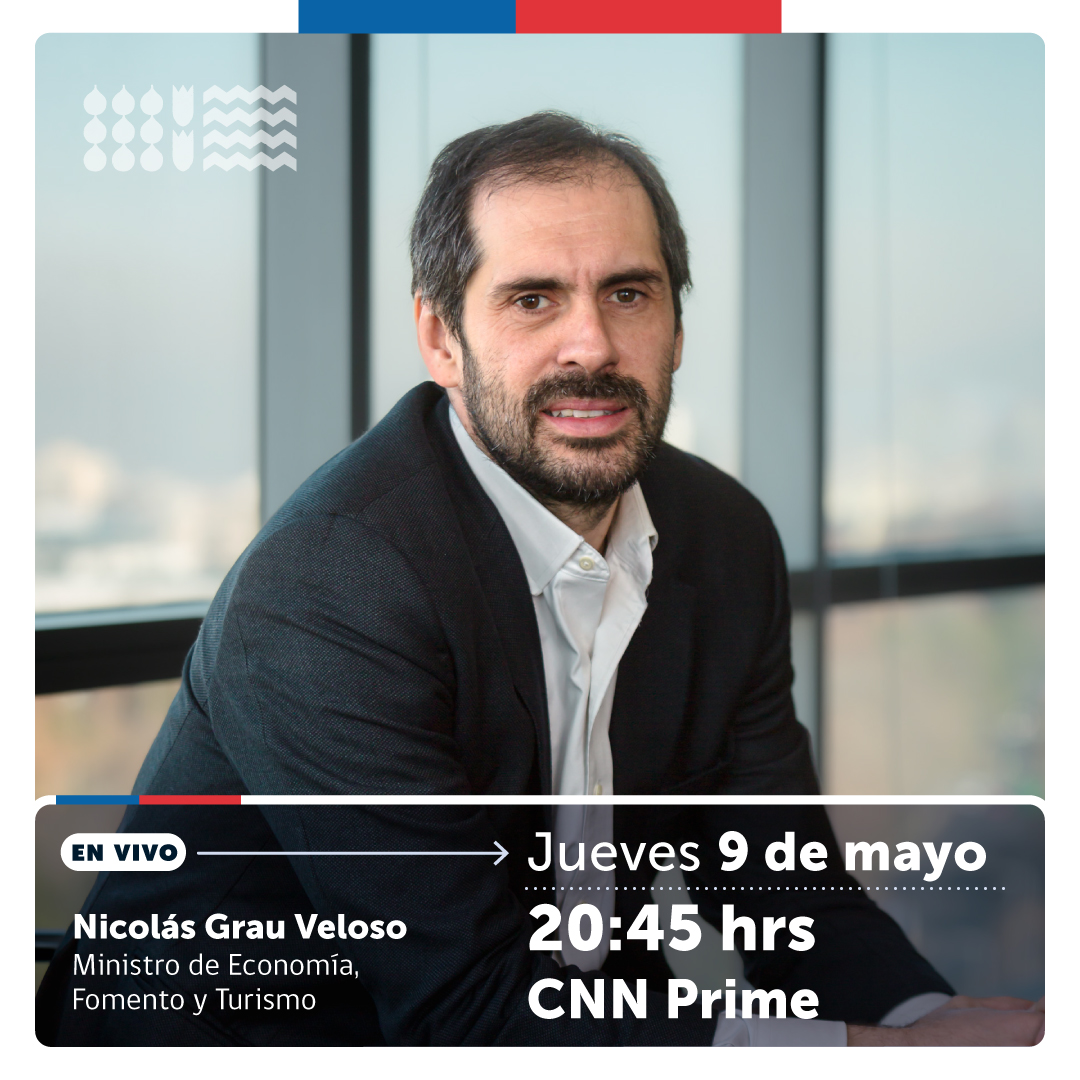 Hoy desde las 20:45 el ministro de Economía @nico_grau estará en @CNNChile📺 En vivo 🎙️ cnnchile.com