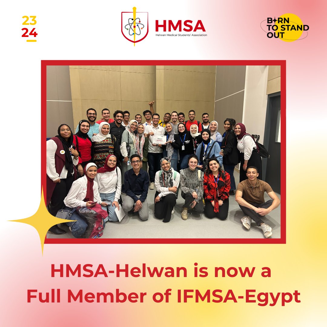 HMSA-Helwan has obtained Full Membership status within IFMSA-Egypt! 

This milestone reflects the dedication and teamwork of every member since day one. 

Grateful for the support from our faculty and IFMSA-Egypt leadership. 

This is just the beginning! 

#HMSA