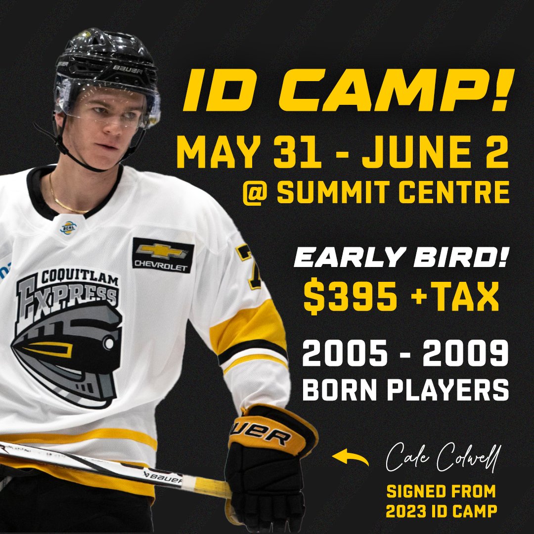 Have your chance to be a #Express and sign up for our Abbotsford ID Camp! Goalie spots are SOLD OUT Did You Know❓ - Cale Colwell and Nate Crema were signed from last years ID Camp at Summit Centre Abbotsford. 🔗 | express.ticketsnap.ca/camp-events