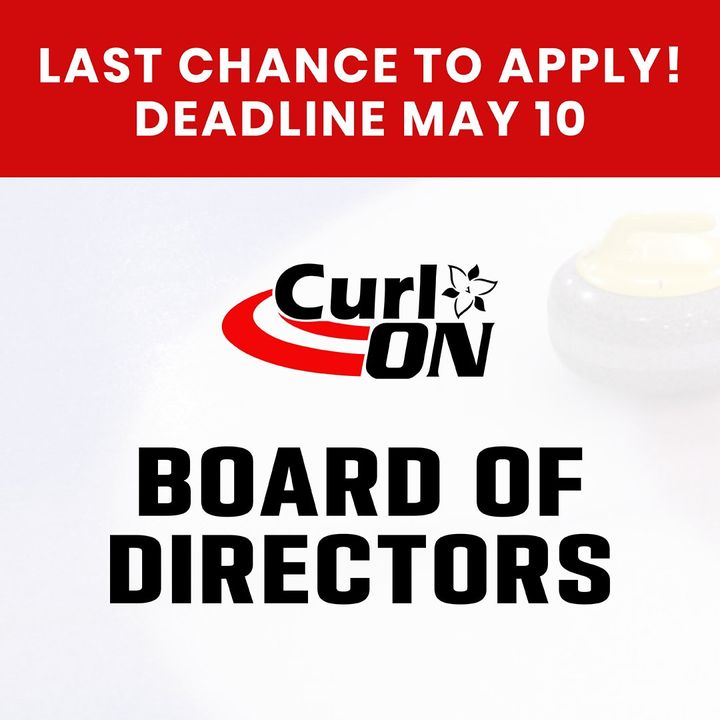 LAST CHANCE! The deadline is tomorrow! Join our Board of Directors for the 2024-2026 term! 🌟 Apply now by completing and submitting the Nomination Form to nominations@ontcurl.com. For more details, visit: curl-on.ca/election/ #CurlON #BoardofDirectors #CurlingCommunity