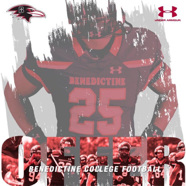 After a great conversation with @BradHines17 I am blessed to receive my first offer from Benedictine!!! @tylerwass @sumner_jake @EhsFbBoosters @EurekaFootball @JPRockMO