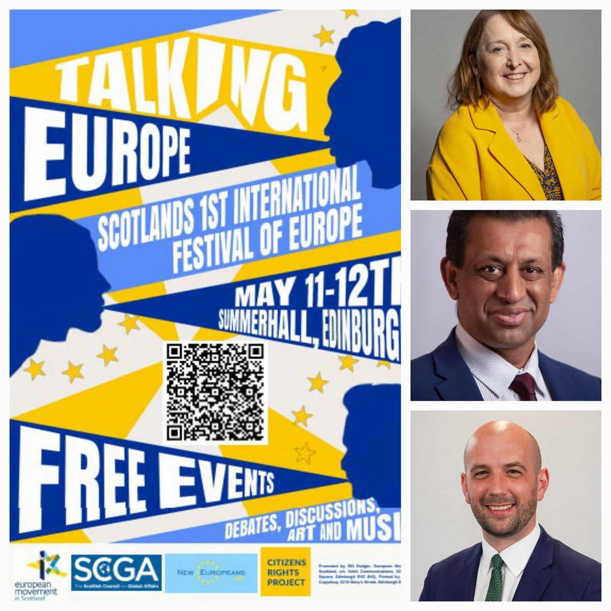 To close #TalkingEurope we'll be asking a political panel of @FoysolChoudhury @cajardineMP @BenMacpherson about the steps Scotland can take to strengthen links with the EU & wider Europe This session starts @ 5pm on Sunday May 12. Free ticket here 👉 tickettailor.com/events/europea…