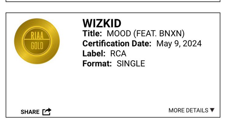 Buju just earned his first RIAA certification.
'Wiz no dey help'
Gave Tems her first certification
Gave buju his first RIAA certification

Buh Wiz no dey help