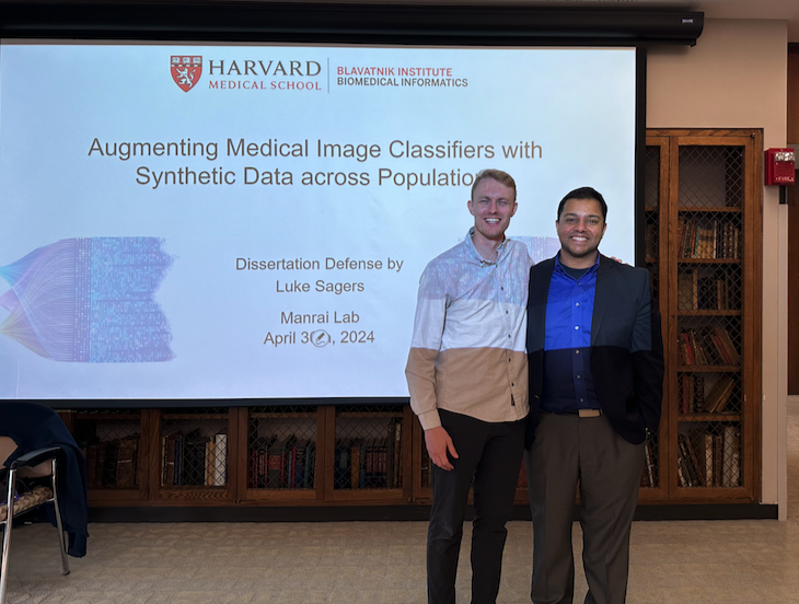 arjunmanrai's tweet photo. Congrats to **Dr.** @luke_sagers who brilliantly defended his PhD dissertation! Luke rigorously evaluated whether synthetic data can improve medical image classifiers across populations. It's been a privilege to work w/ Luke from when he was a summer undergrad at @HarvardDBMI https://t.co/67K2NNQdj9