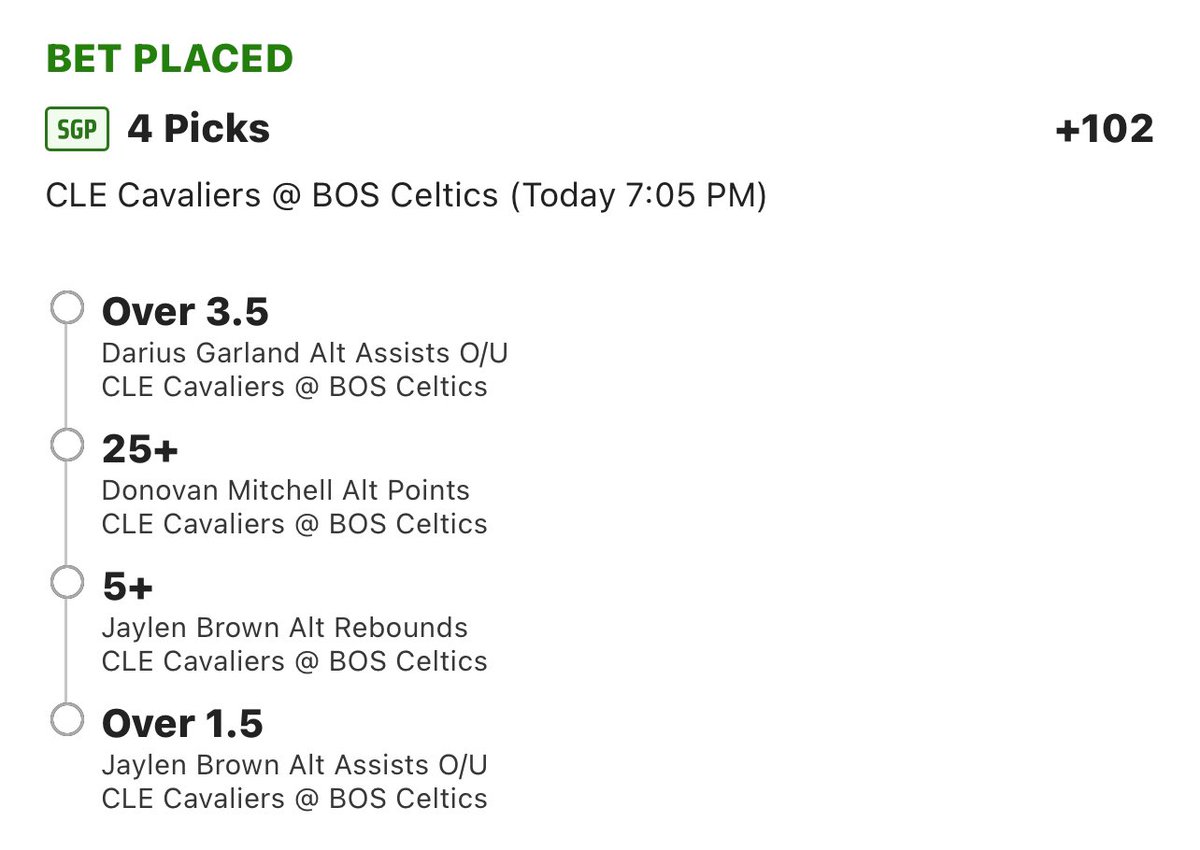DaileyPicks's tweet image. 💎🏀 5/9 NBA Dailey Prop Picks 🏀💎

4 Pick: +102 📈

Garland O3.5ast
Mitchell 25+pts
Brown 5+rebounds
Brown O1.5ast 

#NBAPlayoffs #NBAPicks #Celtics #Cavs #NBA #GamblingX