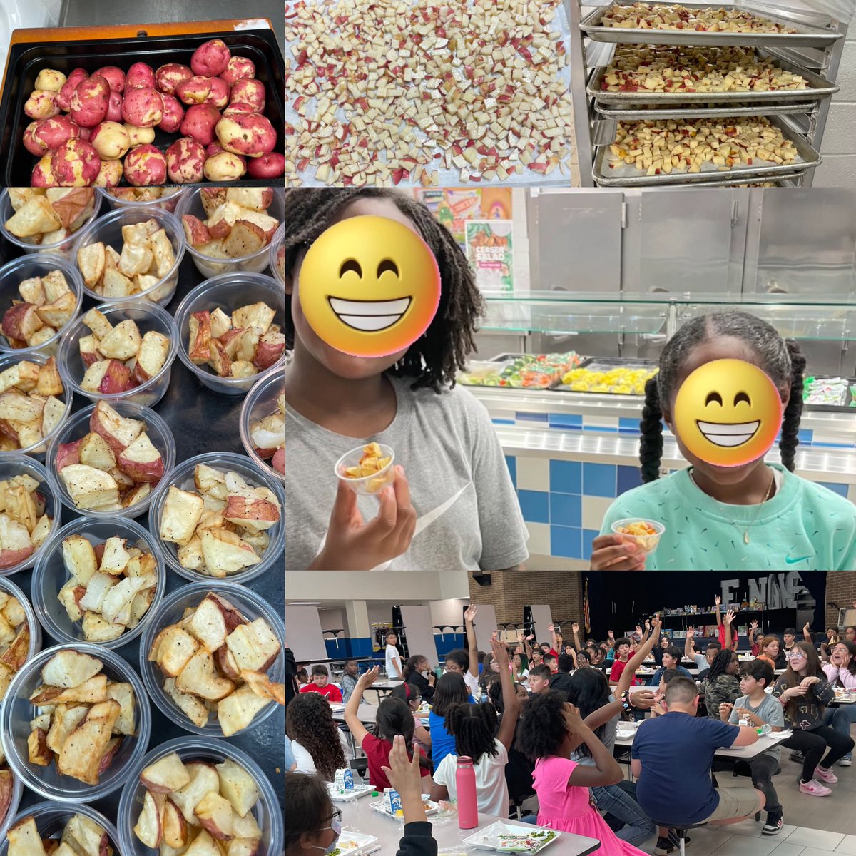 Today we served the yummy potatoes the students harvested @cfisdowens 🥔 😁 they loved them, and were even asking for seconds!!! @PowerUpCafe @MsPaoliVegaRTGG