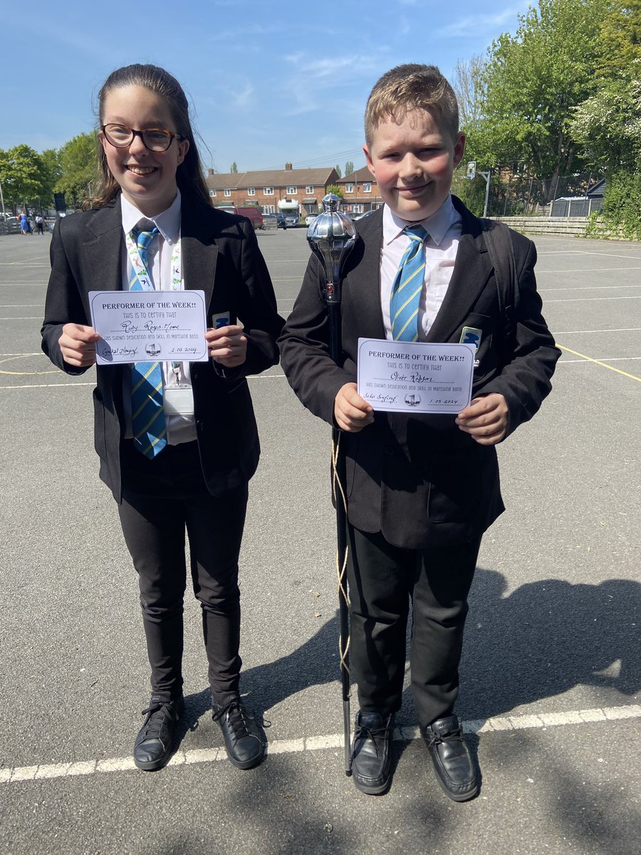 Marching Band members of the week- Oliver Year 7 for his solo vocals, sea shanty on Wednesday Ruby Year 8 for her cymbal playing on Thursday @satrust_ @meltontimes