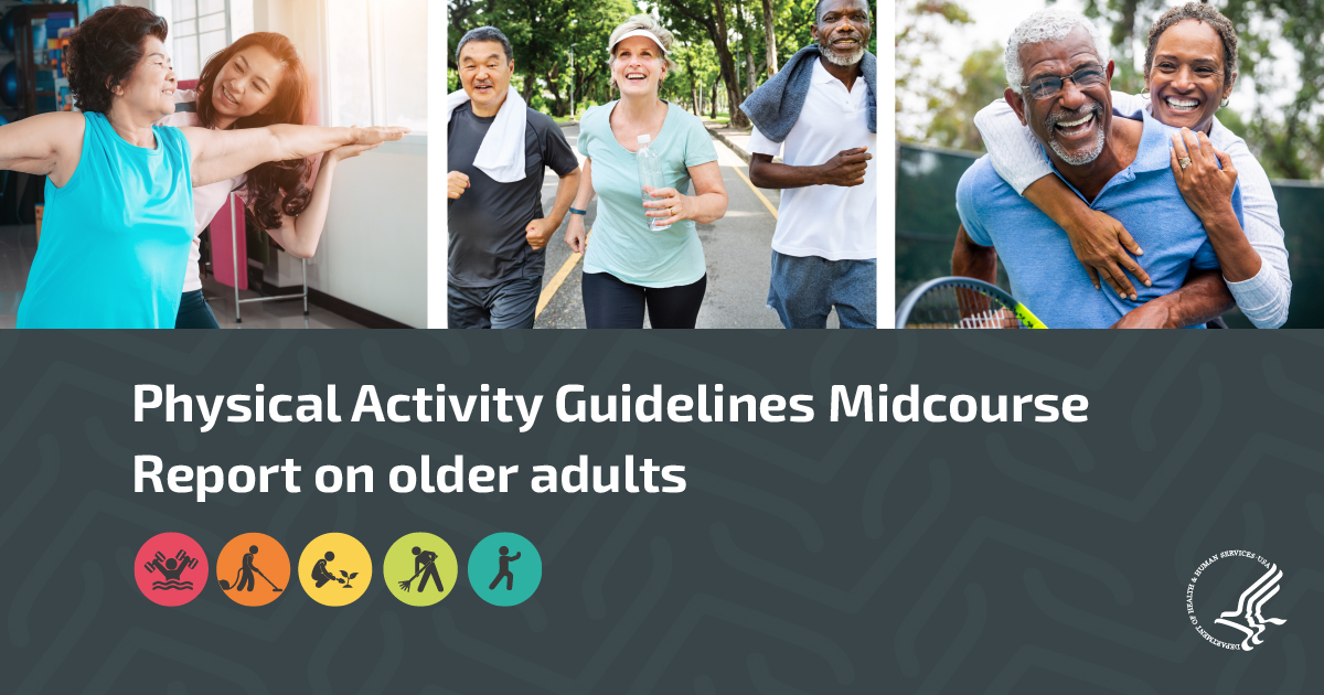 girlshealth's tweet image. It’s never too late to start being active and enjoy the benefits of an active lifestyle! The #PhysicalActivity Guidelines Midcourse Report has strategies you can use to encourage older adults to get active. Take a look: health.gov/our-work/nutri… #OlderAmericansMonth #MoveInMay