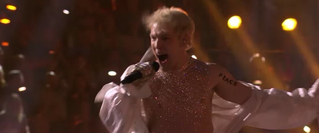 Mustii's arm: PEACE #Eurovision2024