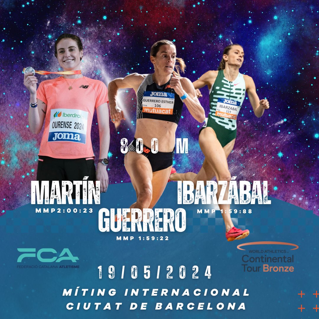 😱😱 BOOOOOOM! 😱😱 🔥🍿 El trident del 800 m per buscar baixar dels 2 minuts a l’estadi Serrahima 🫡 @estherrguerrero 🫡 @lorea_ibarzabal 🫡 @Lorena_martinm ✈️ El camí a Europa passa per casa 😏 🎫 enterticket.es/eventos/miting…