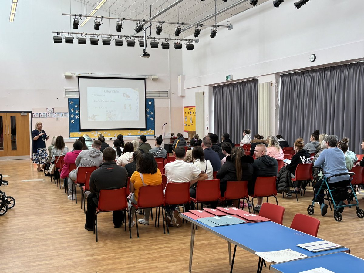 AntoninePrimary's tweet photo. We were delighted to welcome our new P1 entrants and their families at our induction this afternoon.   We can’t wait to see you again in June before joining us in August. #P1induction #transitions https://t.co/tJjKVs7NlE