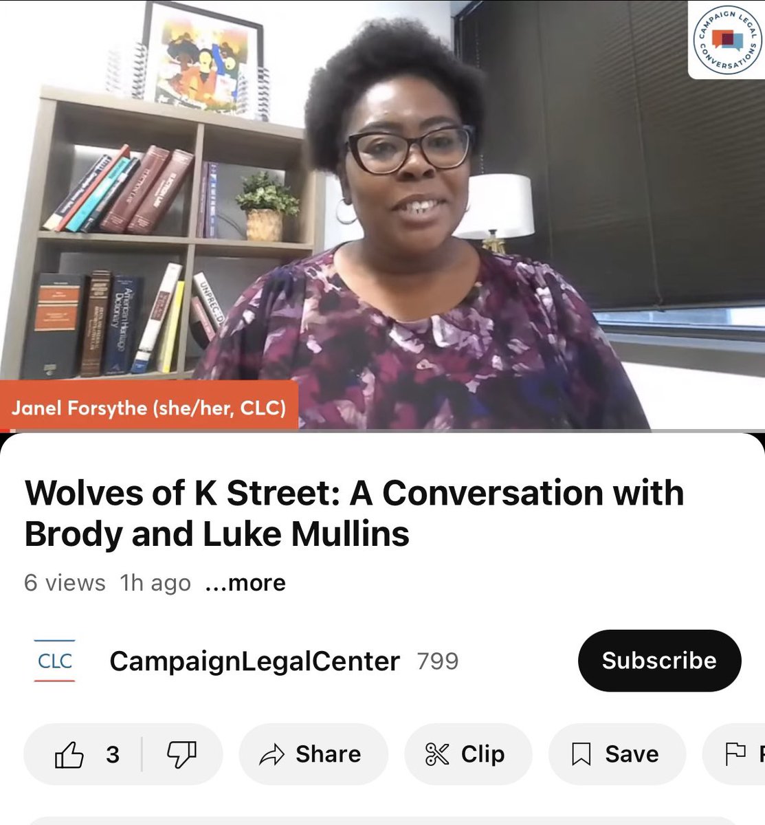 .<a href="/CampaignLegal/">Campaign Legal Center</a> just wrapped up an informative discussion on a new book called, “The Wolves on K Street,” which covers lobbying in our nation’s capital. It was great to have the opportunity to give opening remarks for the occasion. 

Check it out! youtube.com/live/iMTHKG1uZ…