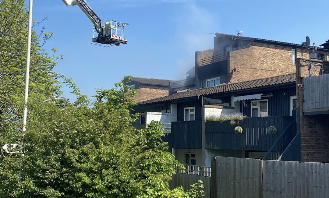 Two flats in The Hyde, Basildon, have been left damaged after a fire broke out this afternoon. We've now carried out a full fire investigation and believe the most likely cause was an electrical device.