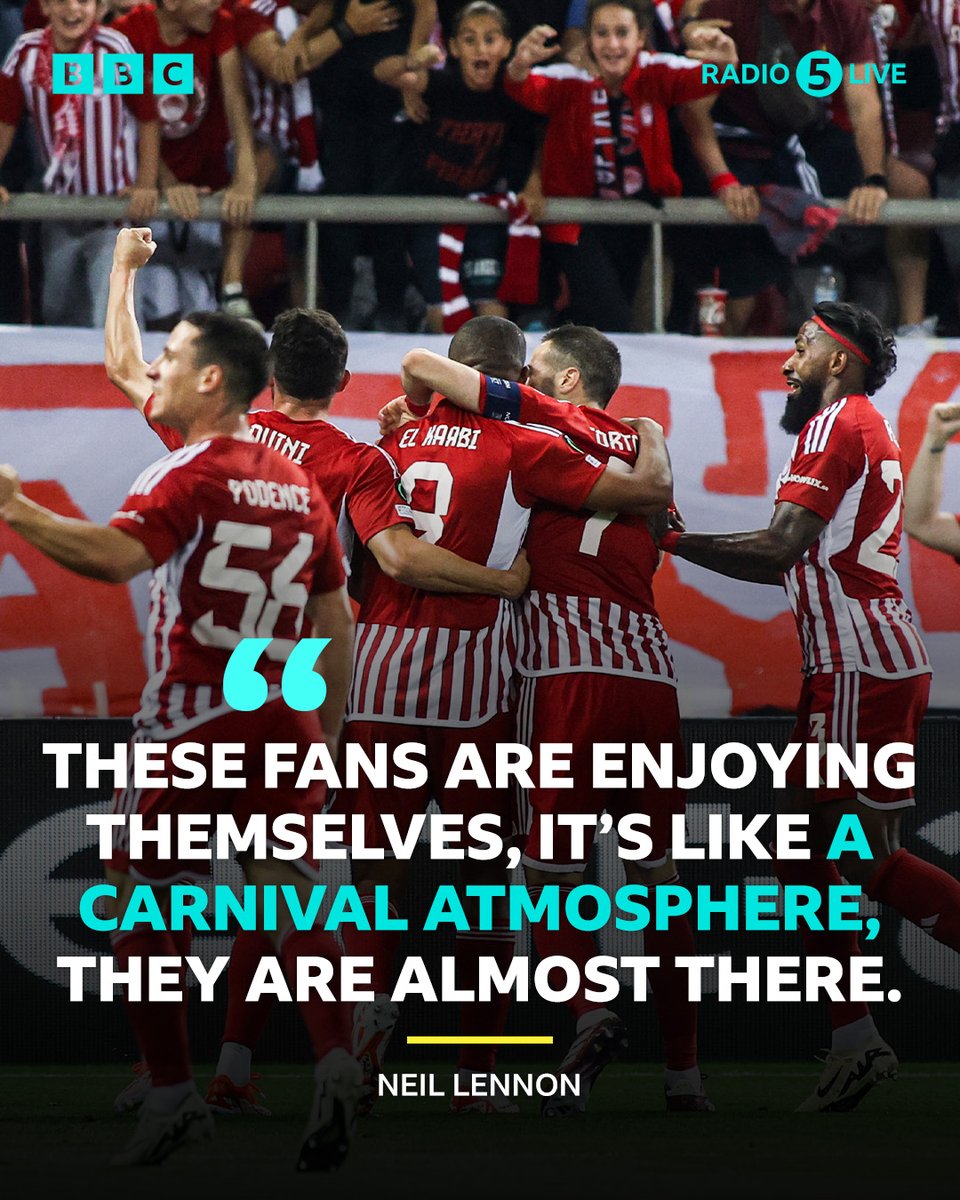 The tie looks beyond Aston Villa 😬 What a moment this could be for Olympiakos and their supporters! #BBCFootball #UECL #OLYAVL