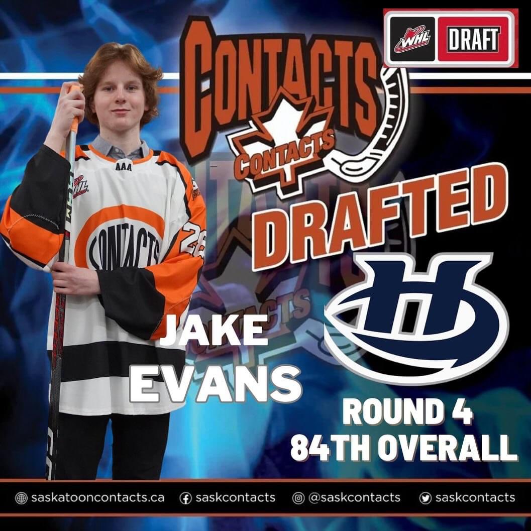 The Contacts would like to congratulate forward Jake Evans who was selected in the 4th round 84th OVERALL to the @whlhurricanes ! Exciting times, Congrats Jake! @jake.evans1609 #contactshockey #whldraft #whlprospects #lethbridgehurricanes