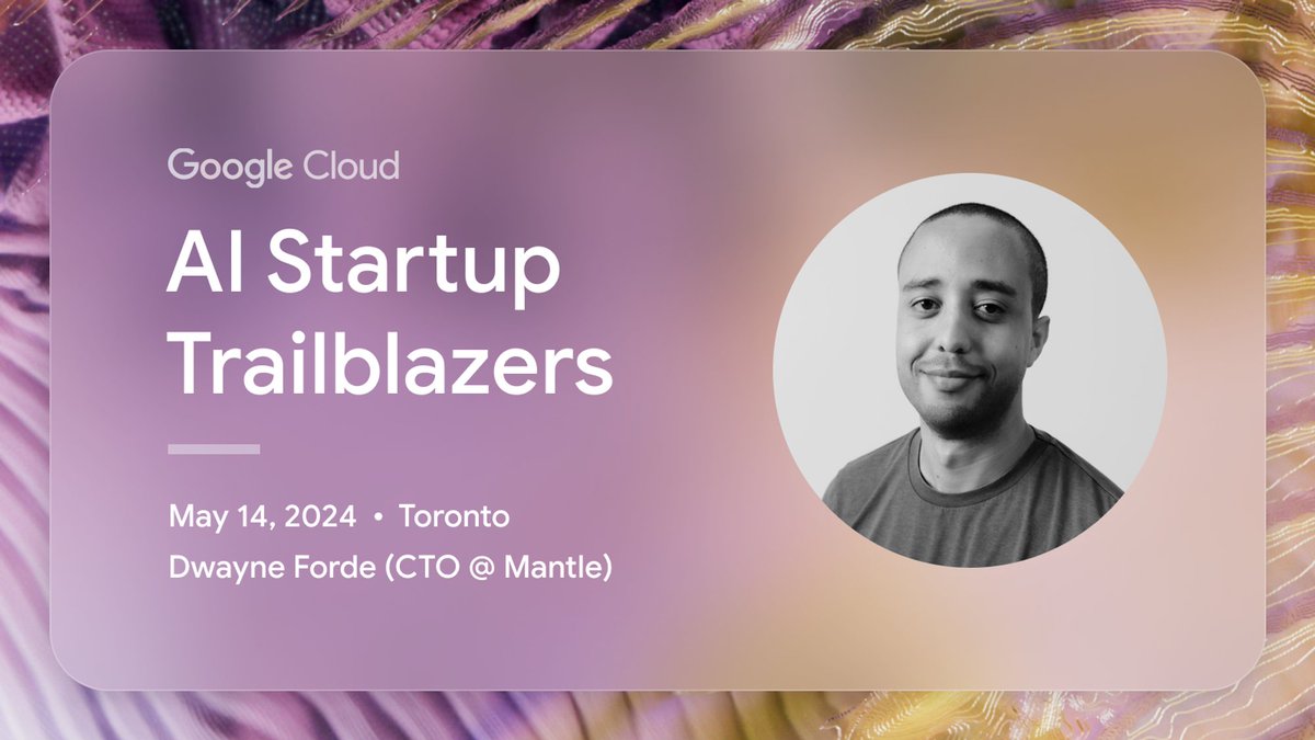 Hey Toronto! ☁️ Our CTO, <a href="/dwayneforde/">Dwayne Forde</a>, will be taking the stage at <a href="/googlecloud/">Google Cloud</a>'s AI Startup Trailblazers event next week. 

See you there?