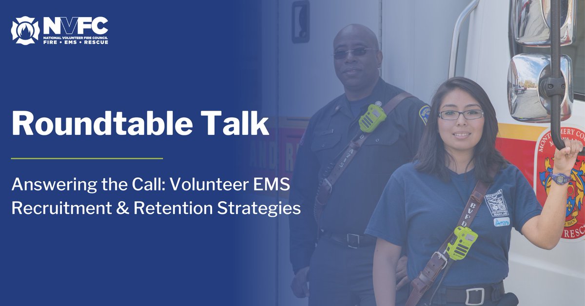 A forward-thinking plan is critical for volunteer departments looking to maintain sufficient EMS staffing. Learn about key strategies and approaches to incorporate into your dept’s EMS R&R plan at this Roundtable Talk on 5/22 at 2pm ET. Register: bit.ly/may-22-rt