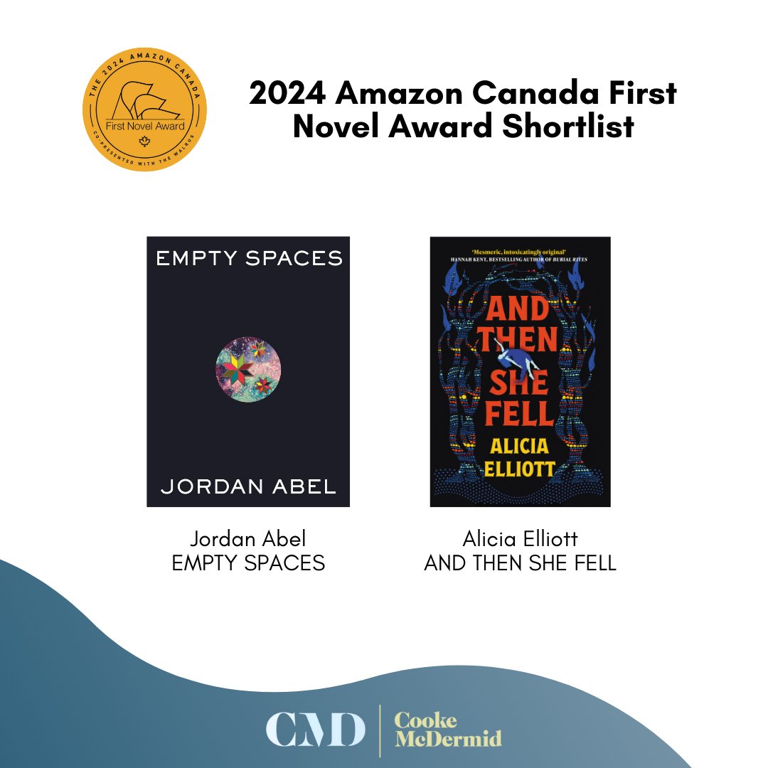 Congratulations to Jordan Abel (@jordoisdead) and Alicia Elliott (@WordsandGuitar) on being shortlisted for the 2024 Amazon Canada First Novel Award with their incredible novels EMPTY SPACES and AND THEN SHE FELL! Read more: bit.ly/44DsHcc