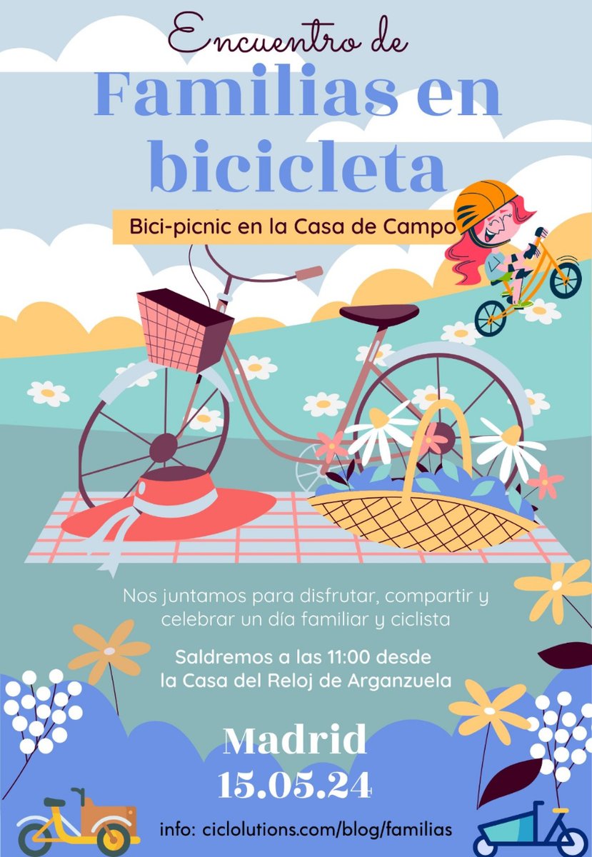 ¡¡¡Nos vamos de picnic por San Isidro!!! ¡¡¡Venteeee!!! +info: ciclolutions.com/familias
