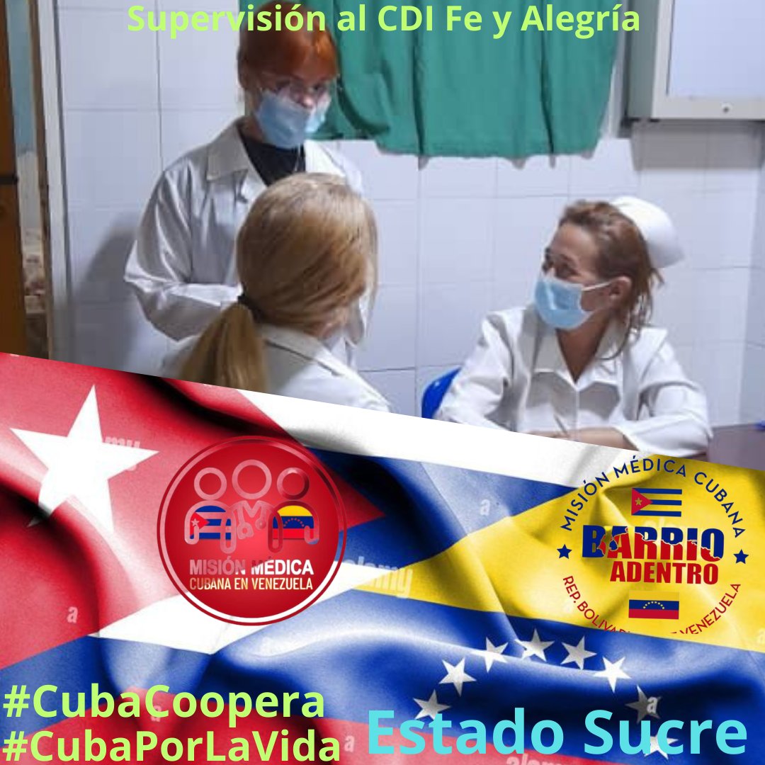 Supervisión en el CDI Fe Y Alegría, por la Comisión Medica del Estado Sucre.

#CubaPorLaVida ⚡️⚡️
#CubaCoopera
@cubacooperaven ⚡️⚡