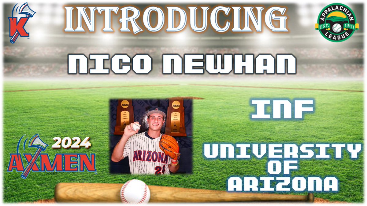 Coming in hot from @ArizonaBaseball is @NicoNewhan!  Welcome to the @KingsportAxmen!

#AxesUp 🪓⚾️