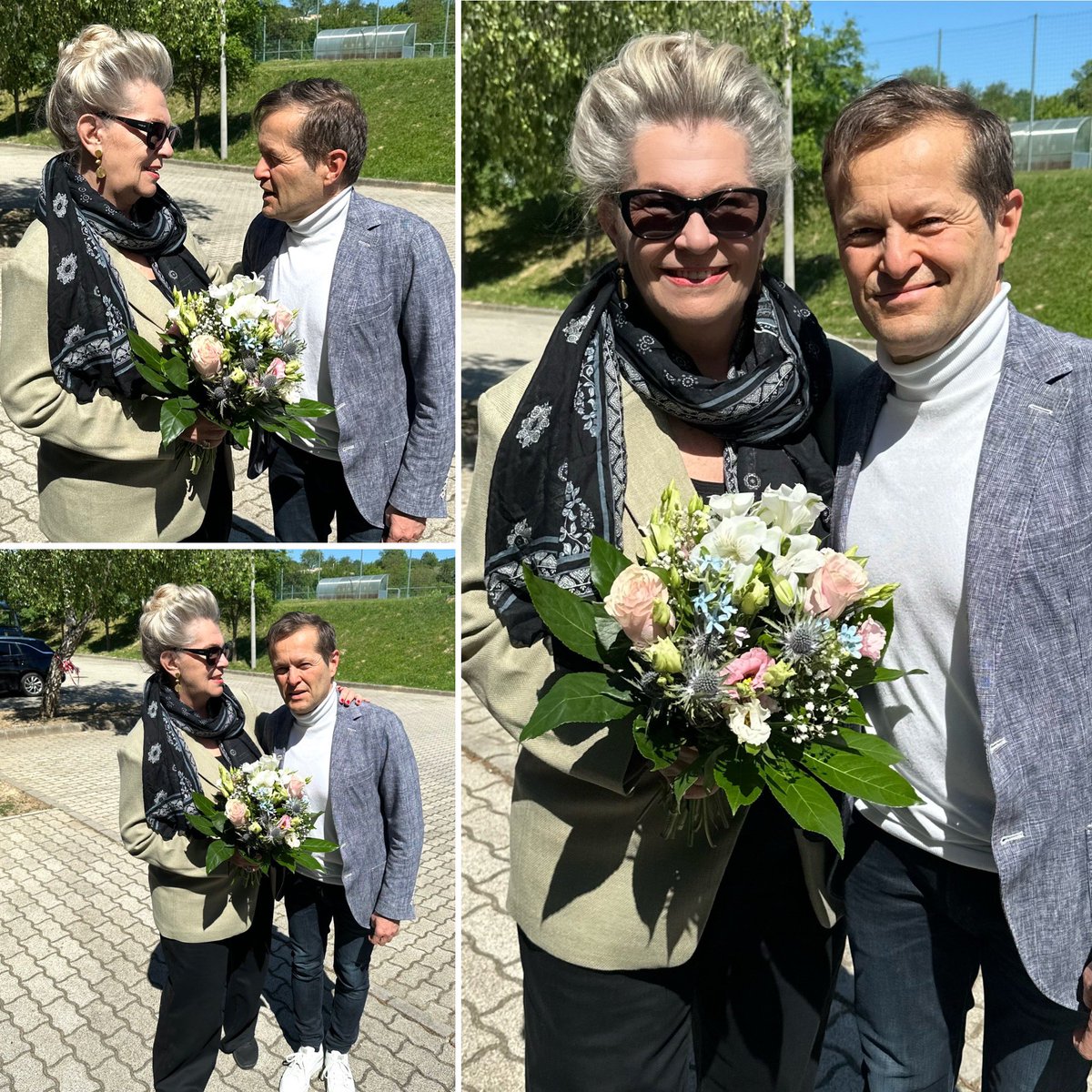 KatalinBogyay's tweet photo. A joyful meeting with Nobel laureate’2023 in Physics, Professor Ferenc Krausz in the town of Mór, where we were both brought up, just before our live talk in the Wekerle Sport Hall in front of 1000 people. #hometown #tvrecording🎬 #talkshow #broadcastingtime 🎤🎤🎤 https://t.co/ABmfkhRpLs