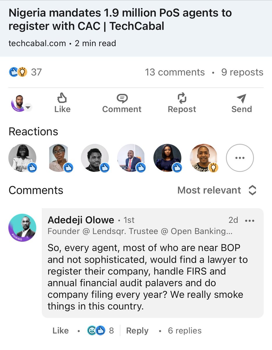 I saw this comment and I knew @adetolaov’s product @Norebase has struck gold.

They simply can just expand their offerings to support tax payment, legal services … all recurring.

When God says it’s your time … I guess Tola should thank Tinubu for this policy 😂