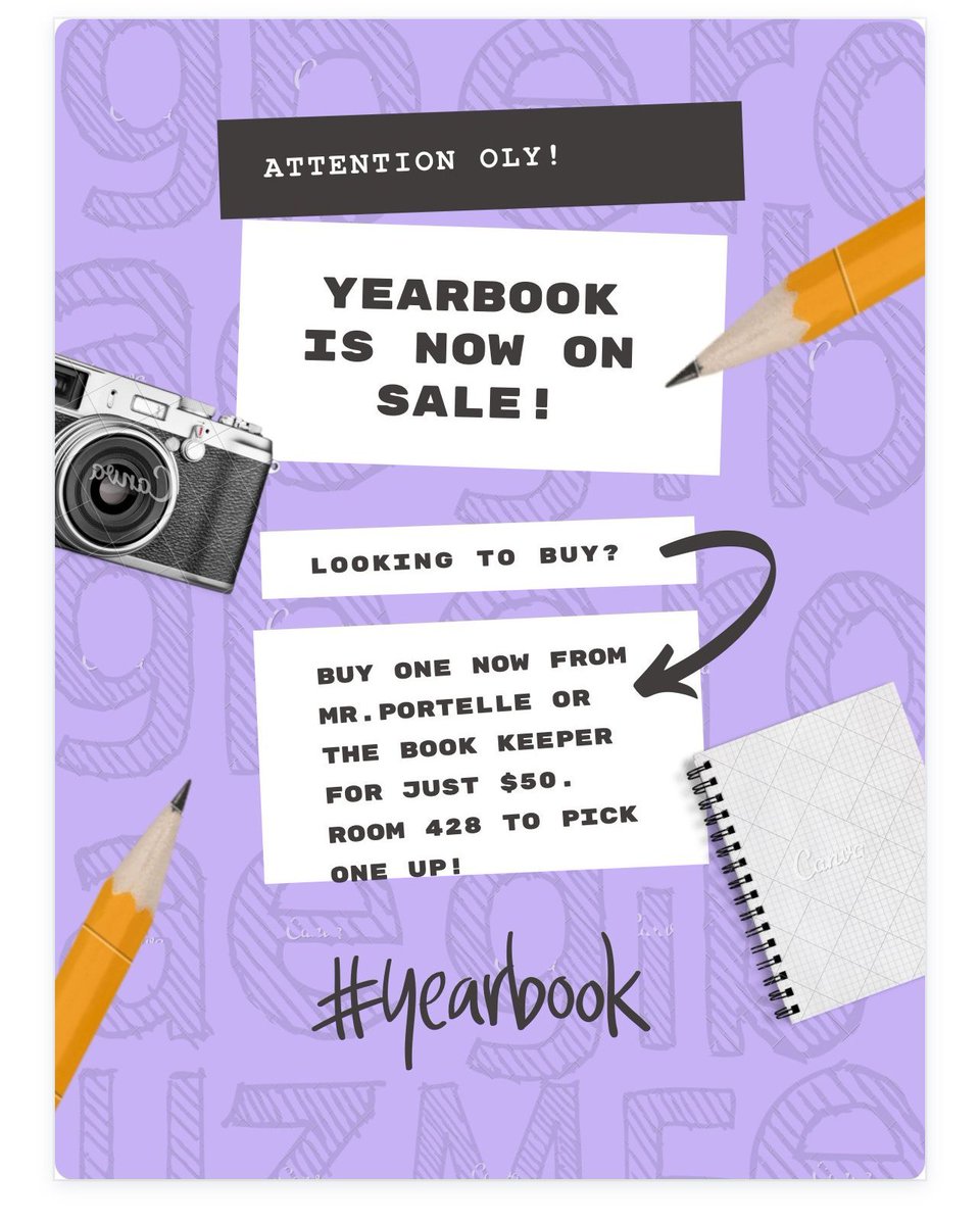 Don't forget to pick up your yearbook Olys! You can get one from Mr. Portelle or the Bookkeeper for just $50!! Head over to room 428 to get yours today! #OnceAnOlyAlwaysAnOly #GatewayExcellence