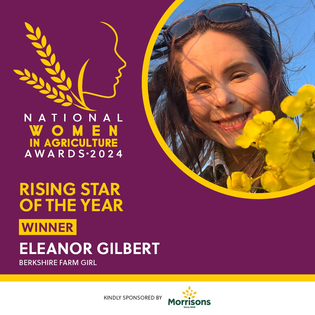 NatWomenInAg's tweet photo. The Rising Star of the Year, sponsored by @Morrisons, is Eleanor Gilbert a.k.a The Berkshire Farm Girl. Congratulations Eleanor 💜 https://t.co/Jy8SXLSORs