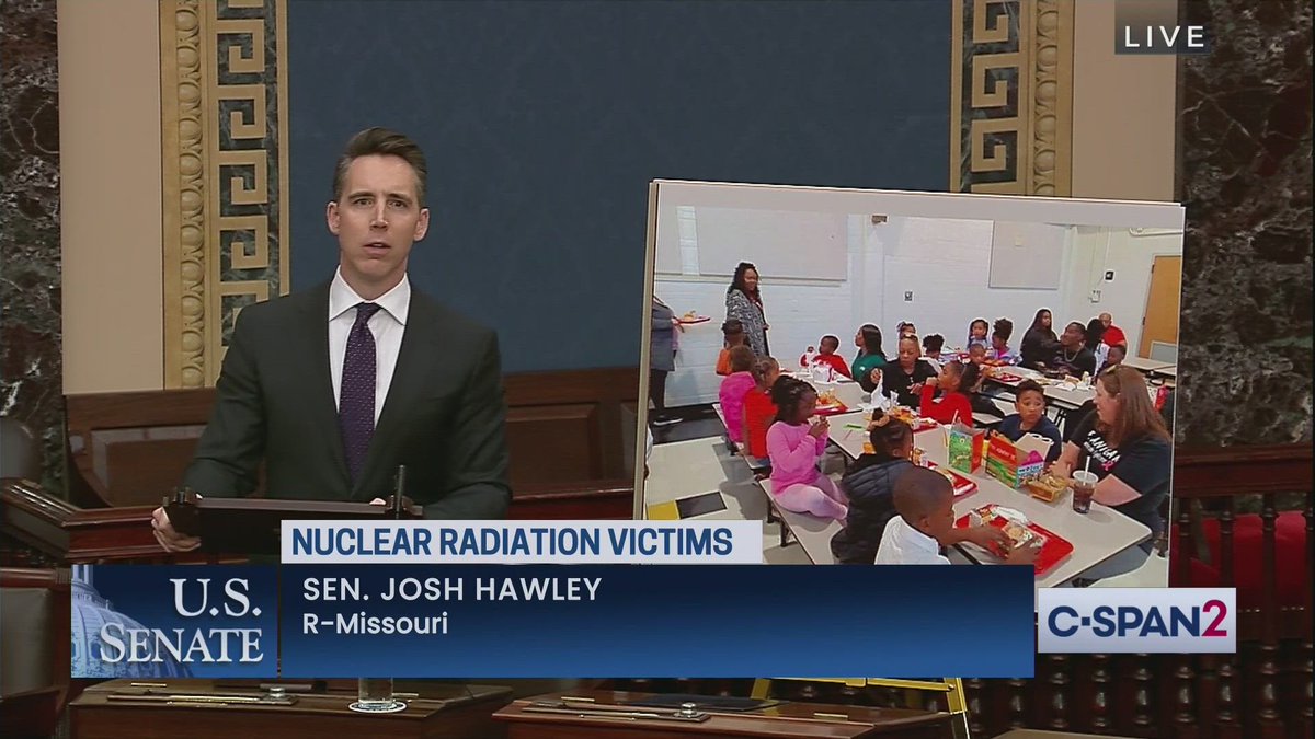 Hawley(R-MO) on Senate floor called on Speaker Johnson to schedule House vote on his nuclear radiation compensation bill,2 months after its Senate passage:'He said he would move fwd & act on the reauthorization measure..That was March.This is May.What has the House done?Nothing.'