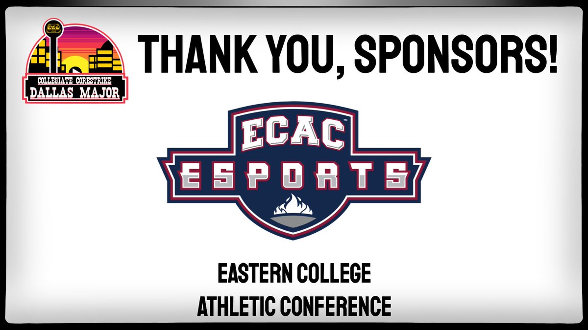 SPONSOR ALERT!

Thank you @ECAC_Esports for sponsoring the CCL Dallas Major! 

With 185 schools, 1300 teams, and 22 different game titles, there's never been a better time to become a member!

Fall 2024 season registration is currently open! discord.gg/ecacesports