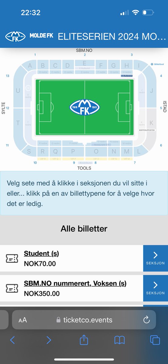 E faktisk hele stadion utsolgt? Eller nekte dem bare å åpne J feltan?