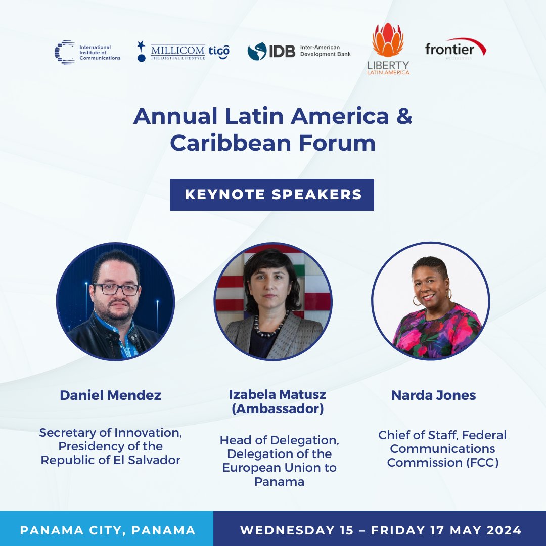 The event is kindly hosted by @Millicom, held in collaboration with @the_IDB, and sponsored by @Apple and @FrontierEcon. Find out more information below: iicom.org/event/latam-fo…