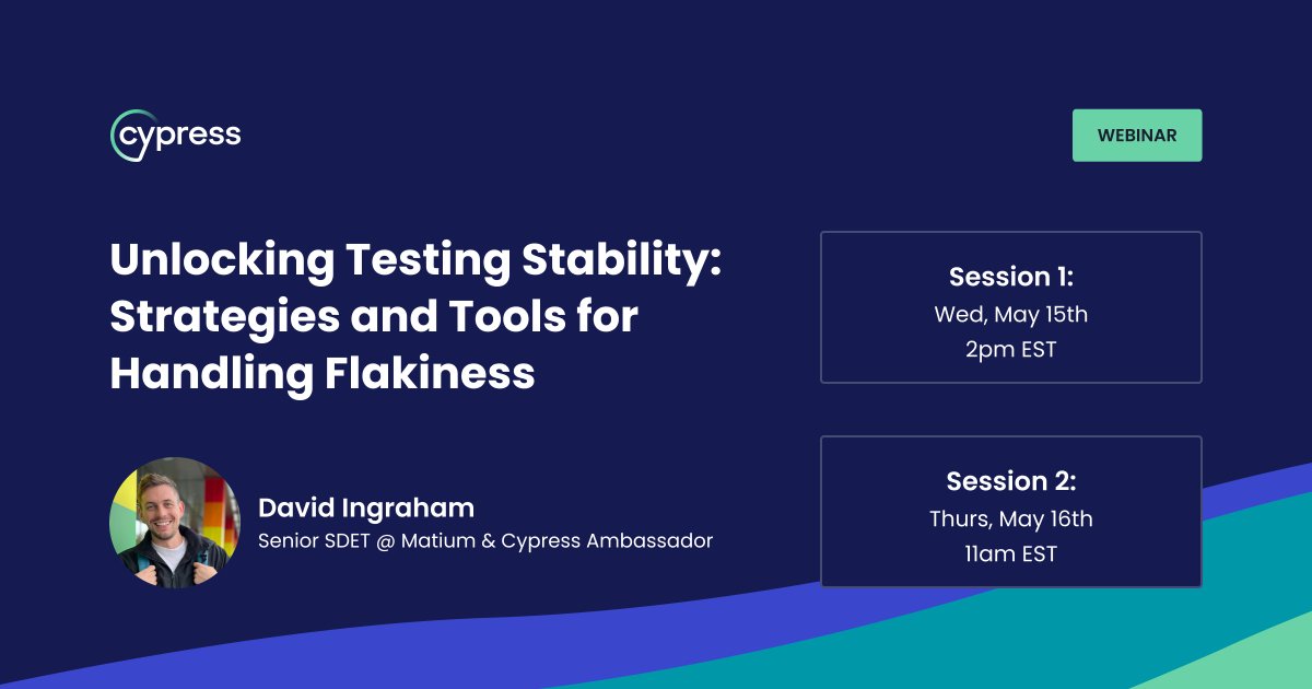 Give flaky tests the boot. 🥾 In our next Customer Spotlight webinar, join David Ingraham, #CypressAmbassador & Senior SDET at Matium, as he delves into the world of flakiness in automated #testing. Register to join us on May 15th or May 16th: cypress.registration.goldcast.io/series/a4acbe4…