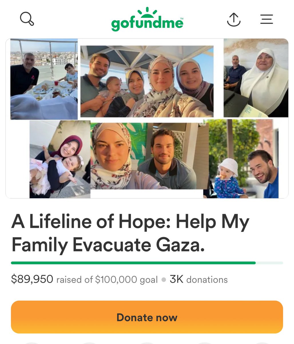 I am blown away by how many donations we’ve made in less than 24 hours. Enas said yesterday was one of the worst days of her life before everyone came through to help her family. This collective effort is amazing. Can we hit this goal today?! Donate now! gofund.me/1b36ac06