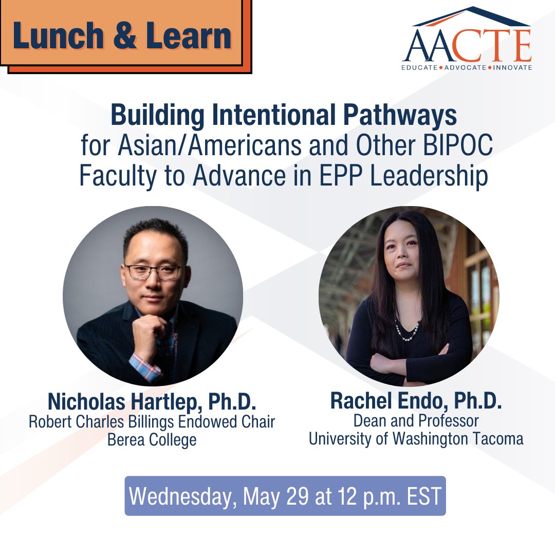 'Exploring Leadership Diversity in Educator Preparation Programs: An Asian/American Perspective,' presents findings from a year-long study on the experiences of Asian/American education preparation program leaders. tinyurl.com/2p9d7p42 #AACTEevents #diversity #inclusion