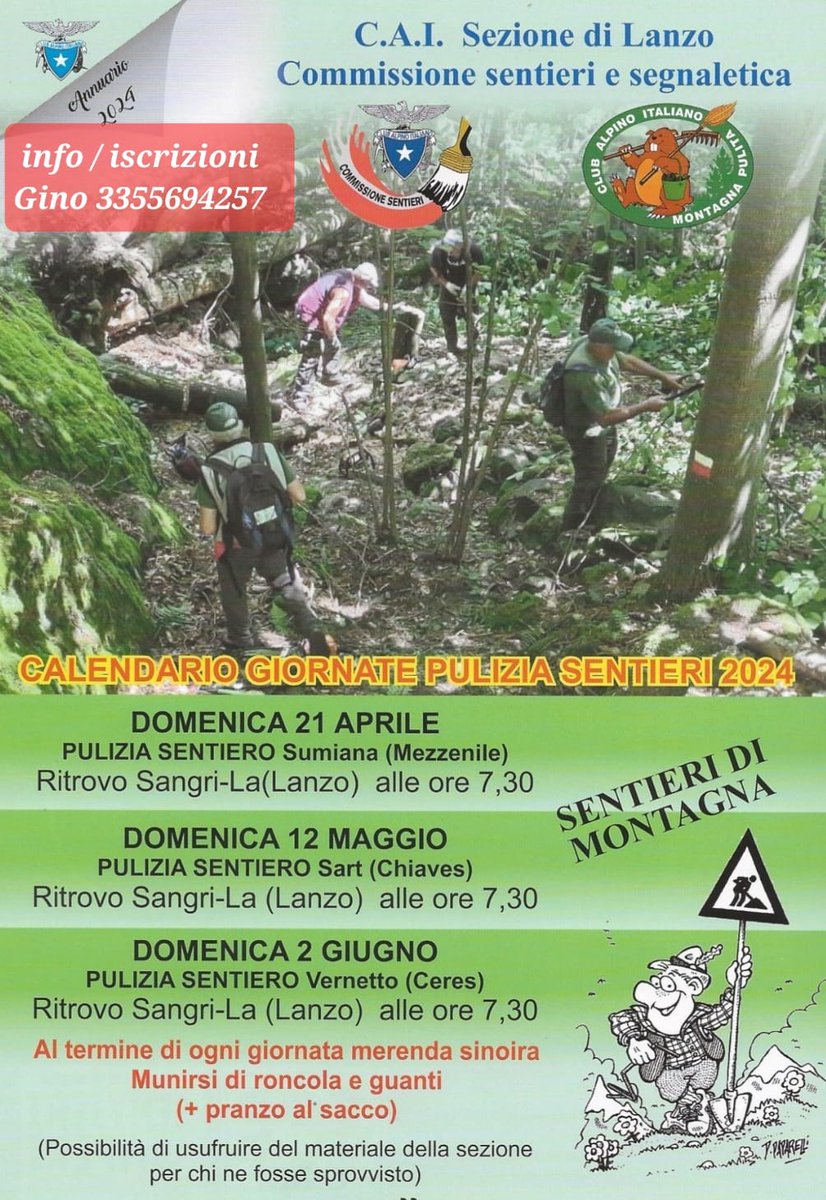 🖌️🛠️🪚 Domenica 12 maggio 2024 seconda uscita di manutenzione #sentieri a Sart (Chiaves). #ClubAlpinoItaliano #AlpiGraie Maggiori informazioni 👇