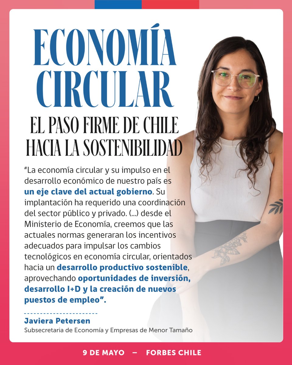 [1/2]📰@ForbesChile publicó un reportaje sobre el estado de la economía circular en el país🌱: “Chile hoy es uno de los países con más normativas que empujan cambios productivos sustentables dentro de las empresas. Con una ruta clara y fuerte cooperación público-privada”.