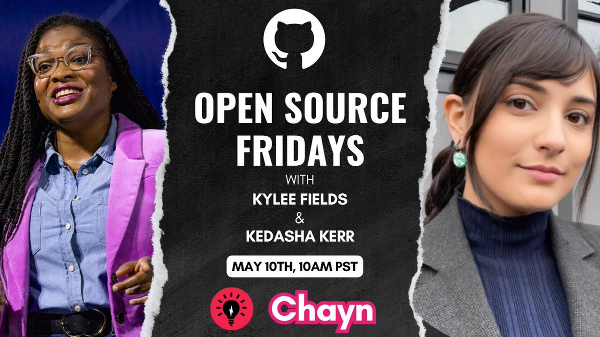 Join @itsthatladydev for #OpenSourceFriday as we talk about Chayn, a project helping survivors of abuse get the support they need. Guest: Kylee Fields Bring your questions Friday, May 10, 2024, 10am PST Watch live here: gh.io/chayn
