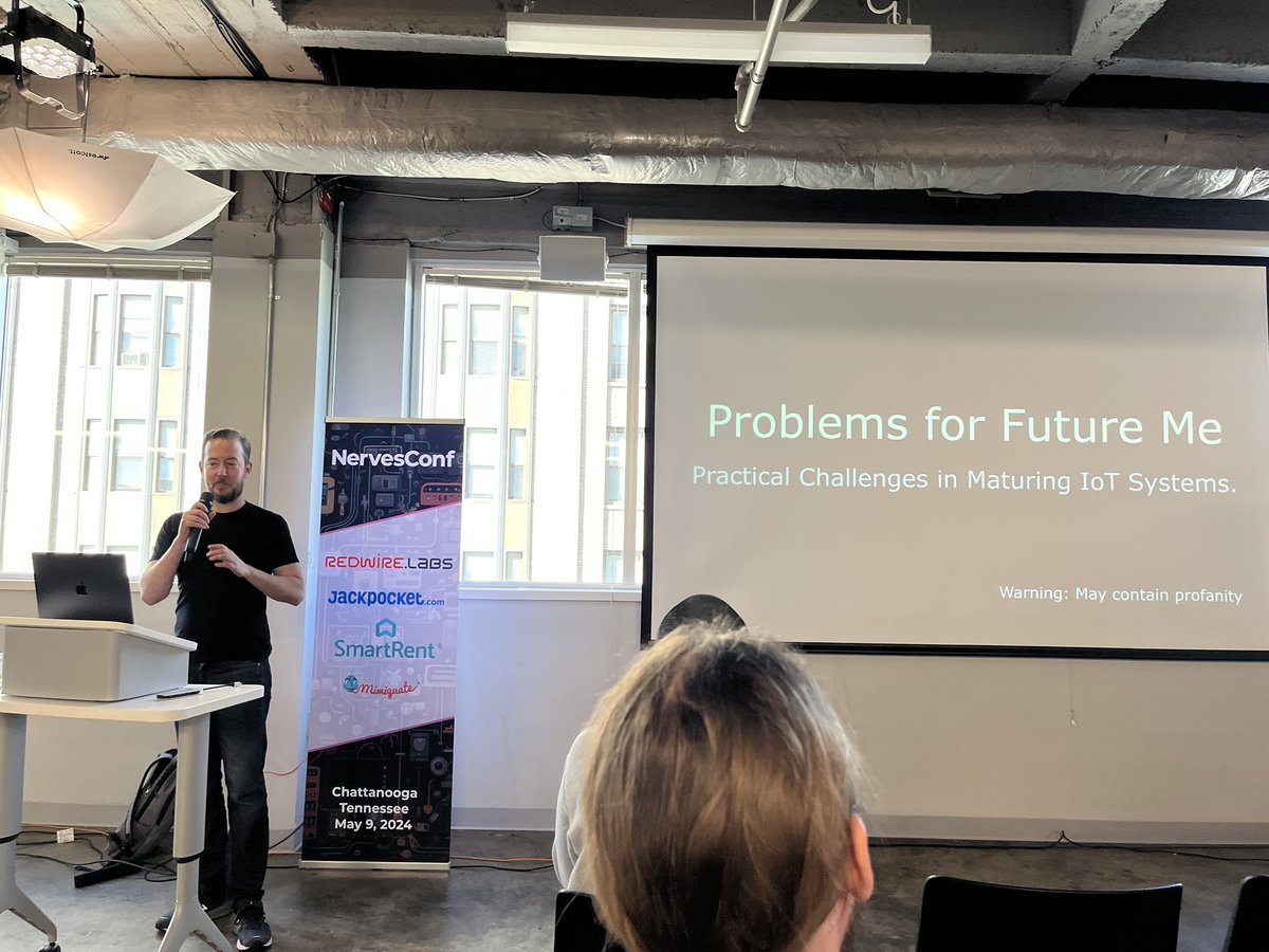 takasehideki's tweet image. This year’s final talk at @NervesConfUS from Mike! #NervesConf #GigCityElixir