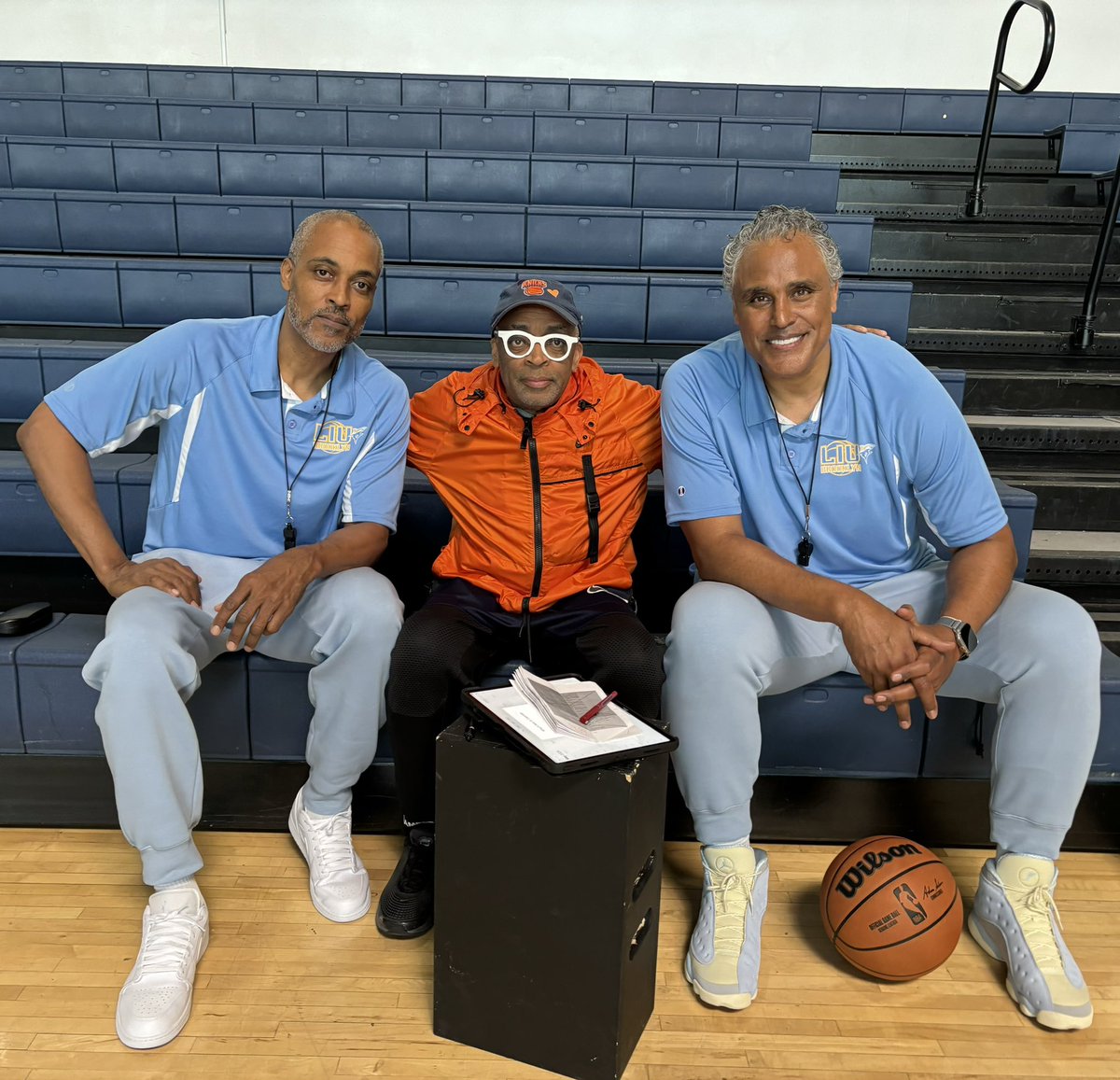Spike Lee and Rick Fox in the building with Coach Strickland 🦈🏀👀