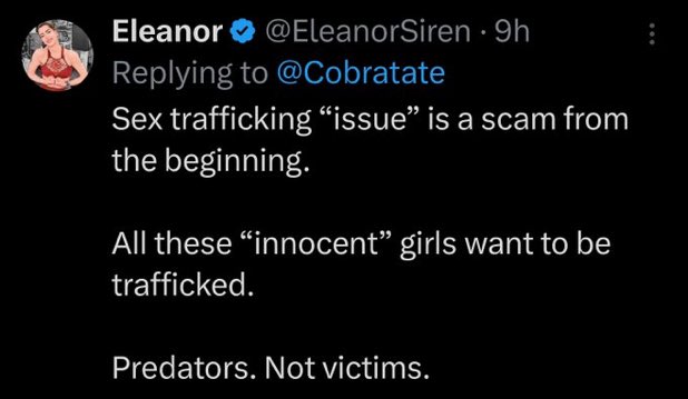 Rape denier is also sex trafficking denier.