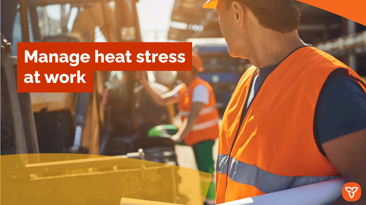 Some jobs involve being outdoors in extreme conditions. When it’s hot, it may put stress on your body’s cooling system. Learn how to recognize & mitigate signs of heat stress in the workplace: ontario.ca/page/managing-… #EPWeek2024 #Plan4EverySeason #PreparedON