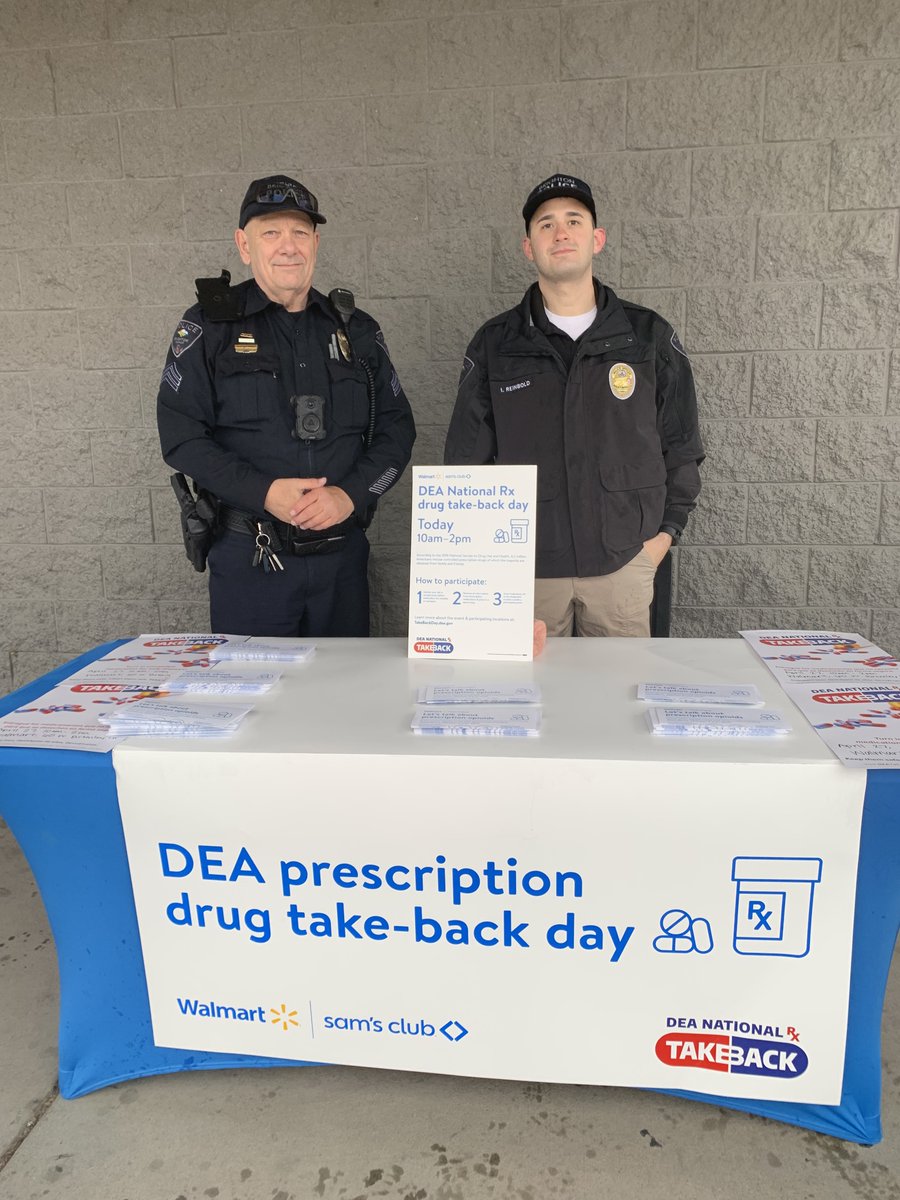 Thank you to our friends at Walmart for partnering with us for #DrugTakeBackDay! Did you know that Brighton Police Department has a drug take back box in our lobby? You can drop off unused or expired prescription drugs any day of the week, between 7 a.m. and 7 p.m.